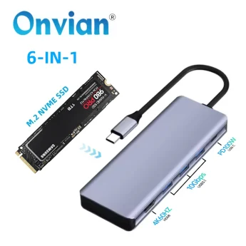 Зовнішній адаптер Onvian HUB 6-in-1 10Gbps M.2 NVMe SSD to USB