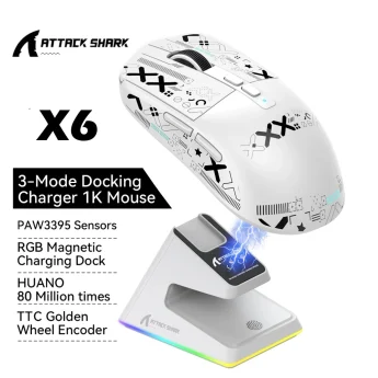 Миша Attack Shark X6 PAW3395 26000DPI White