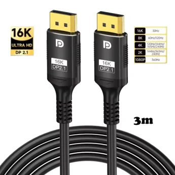 Кабель Onvian DisplayPort to DisplayPort DP2.1 16K 3м Black