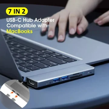 Адаптер Vothoon 7in2 USB3.0/USB-C/HDMI/TF/SD/USB-C PD 68W для MacBook Pro/Air