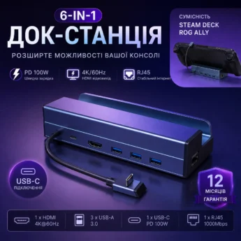 Док-станція Daguaika 6в1 90W для Steam Deck, ROG