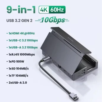 Док-станція Ugreen 9в1 100W HDMI для Steam Deck, ROG Ally, Nintendo, X Legion