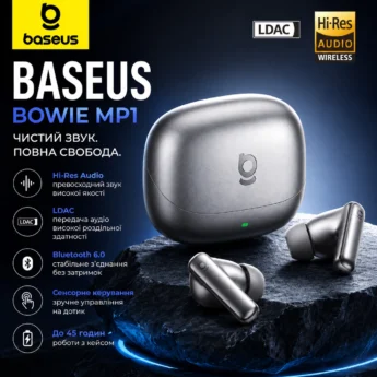 Навушники Baseus Bowie MP1 Hi-Res LDAC ANC -55dB 6-Mic Grey