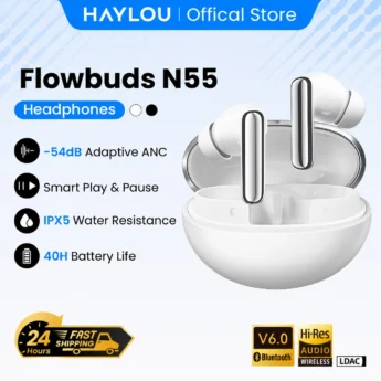 Навушники HAYLOU Flowbuds N55 LDAC Hi-Res Audio 54dB ANC IPX5 White