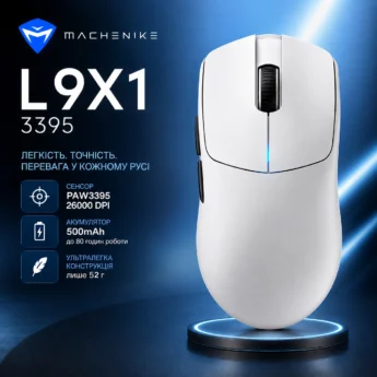Миша Machenike L9X1 PAW3395 26000DPI 1000Hz Wired/2.4G/Bluetooth White