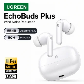 Навушники UGREEN EchoBuds Plus Hi-Res Audio LDAC ANC 55dB 6-Mic BT5.4 Multipoint 50H White