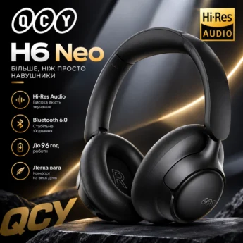Навушники QCY H6 Neo Hi-Res Audio LDAC Hybrid ANC BT6.0 Black
