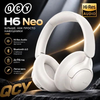 Навушники QCY H6 Neo Hi-Res Audio LDAC Hybrid ANC BT6.0 White